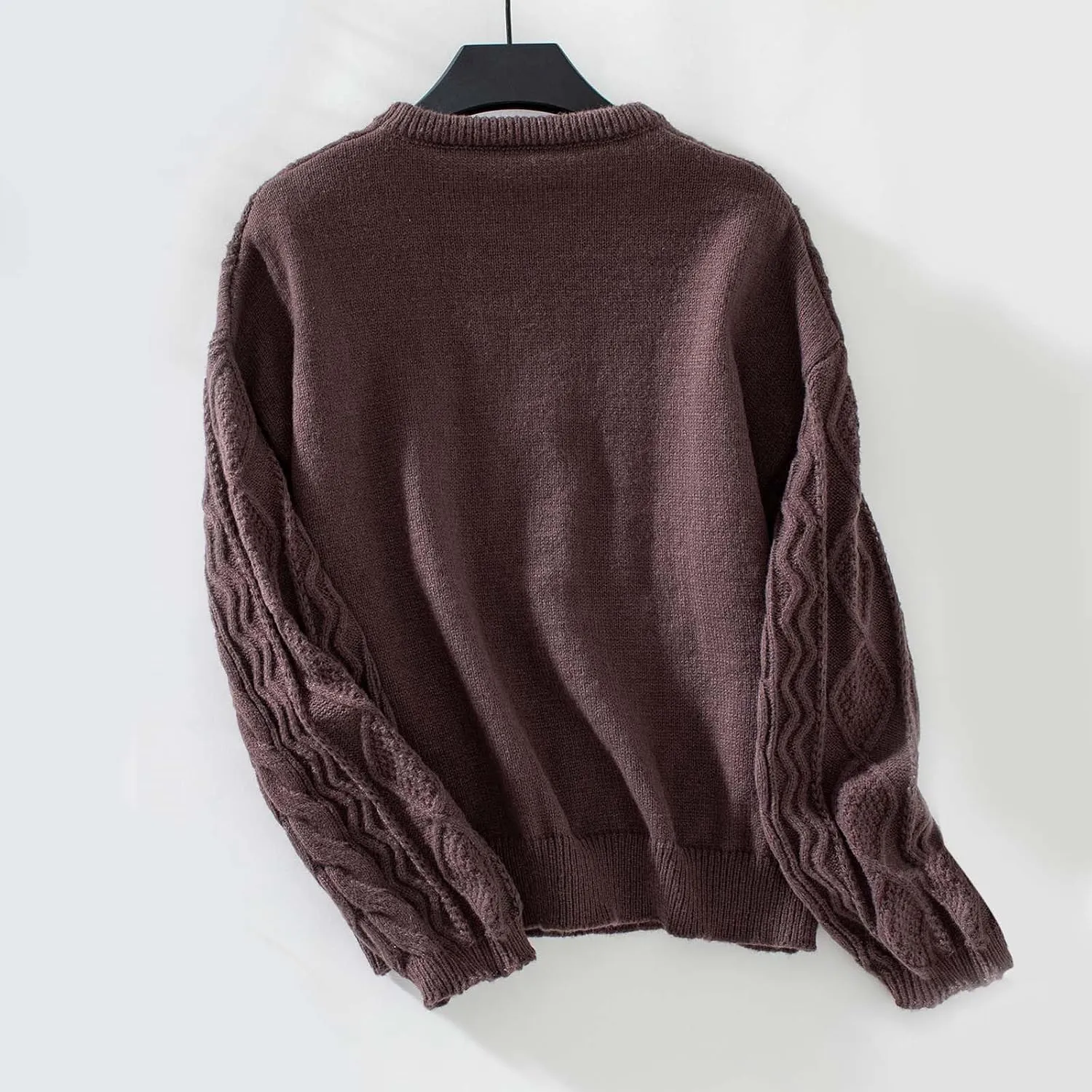Fall Sweaters for Women Cable Knit Sweater Women Vintage Chunky Woven Crewneck Knitted Pullover