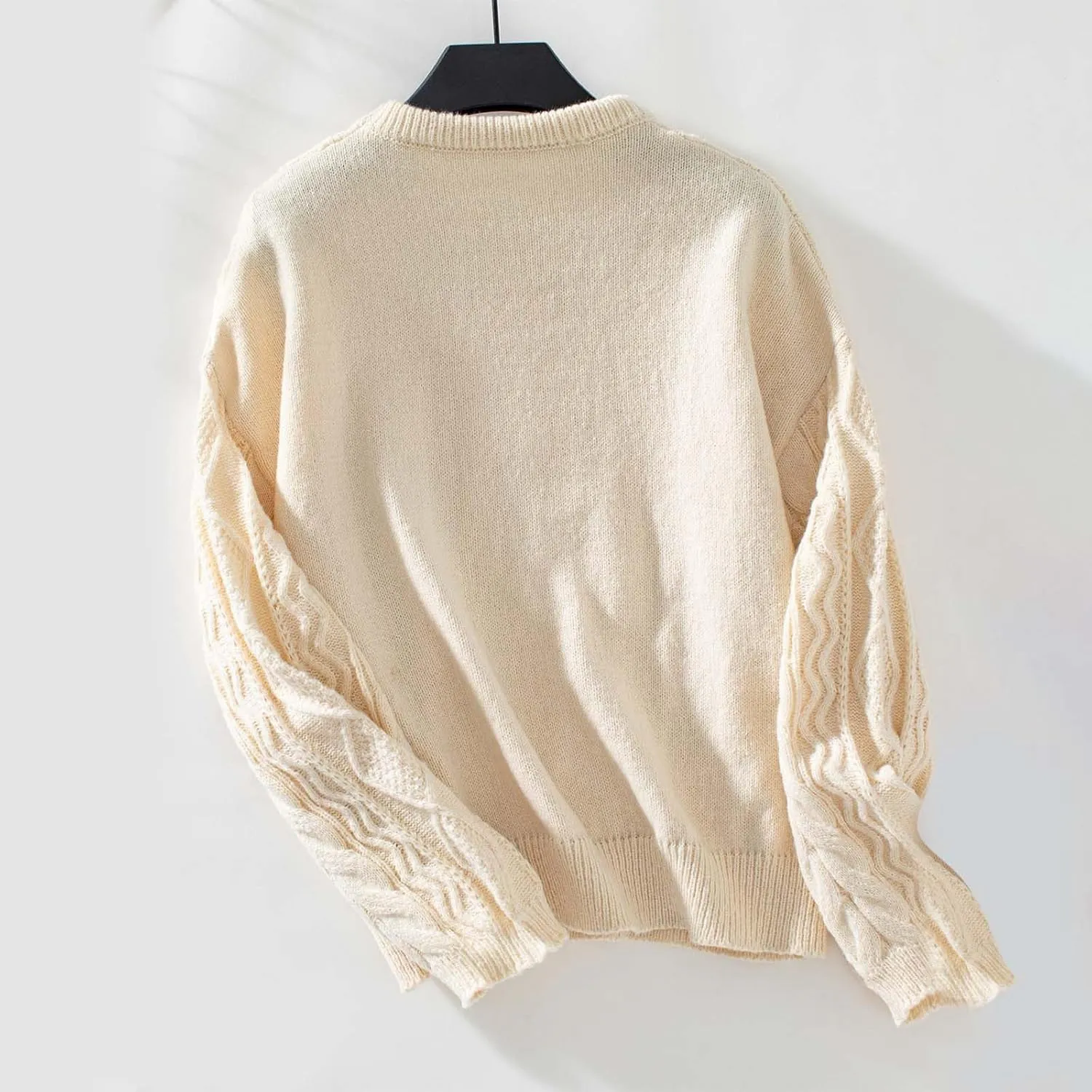 Fall Sweaters for Women Cable Knit Sweater Women Vintage Chunky Woven Crewneck Knitted Pullover