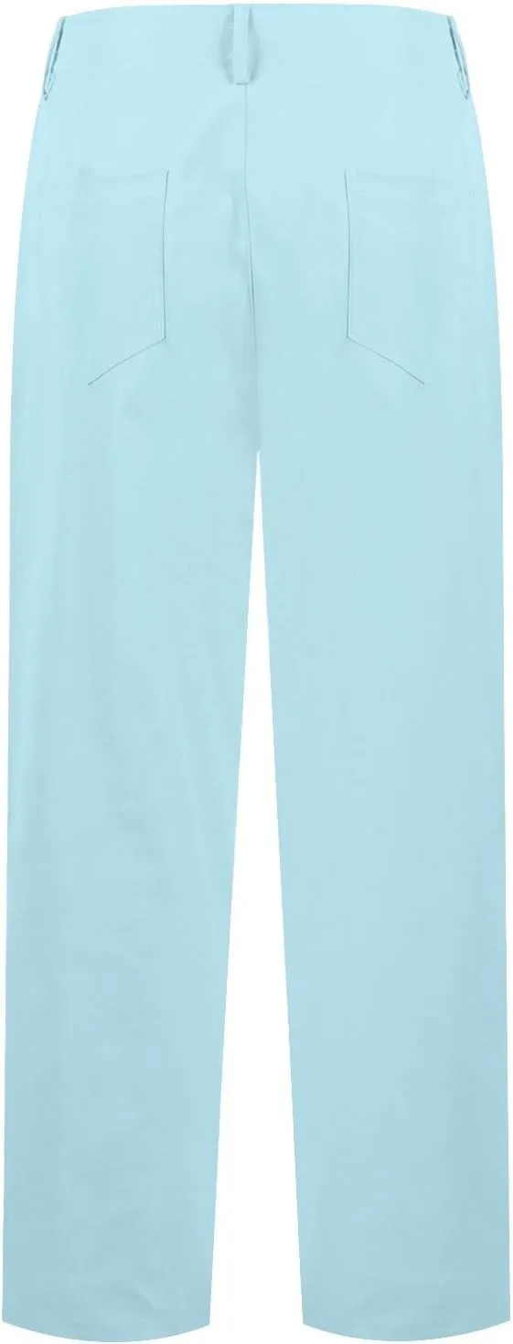 Fashion Cargo Pants for Women Casual Straight Leg High Waist Buttoned Roll Up Long Trousers Slim Hiking Travel Slacks
