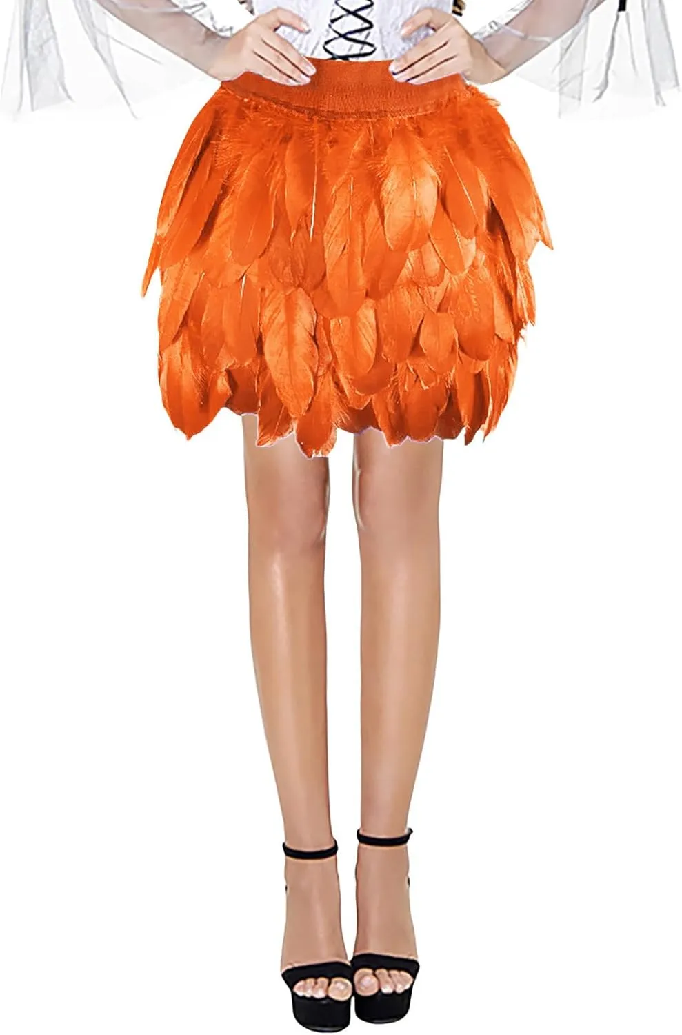Feather Skirt Mid Waist A-line Real Natural Feather Short Skirts for Women Sexy Summer Carnival Skirts