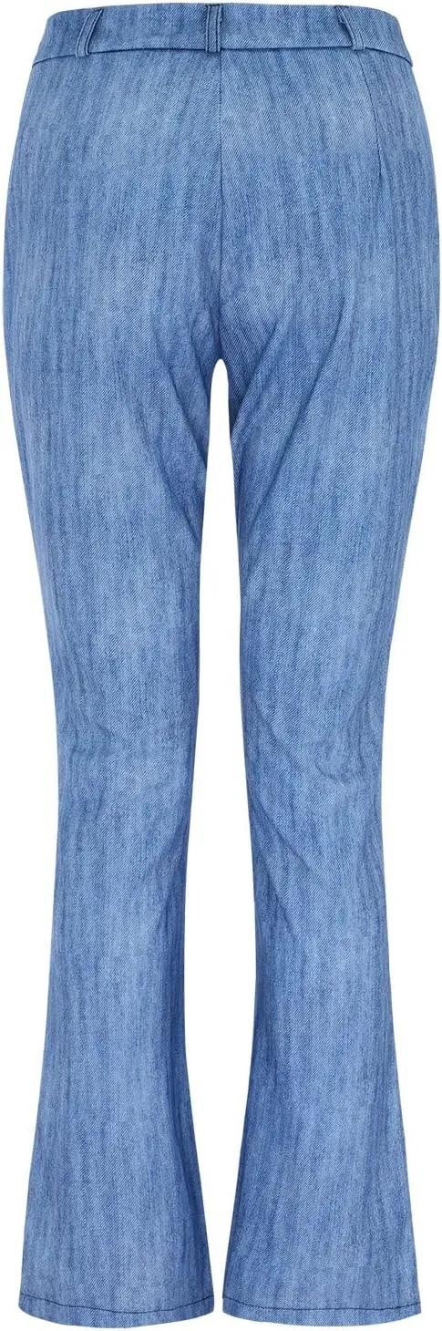 Flare Jeans for Women High Waisted 2025 Stretchy Bell Bottom Jean Buttoned Bootcut Casual Denim Trouser Tapered Pants