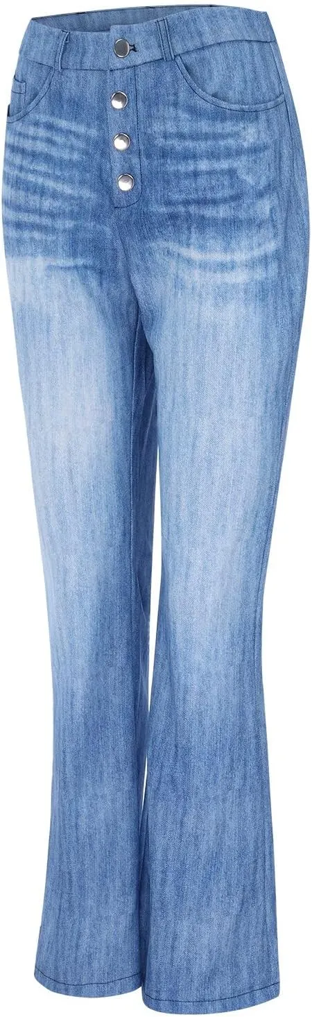 Flare Jeans for Women High Waisted 2025 Stretchy Bell Bottom Jean Buttoned Bootcut Casual Denim Trouser Tapered Pants