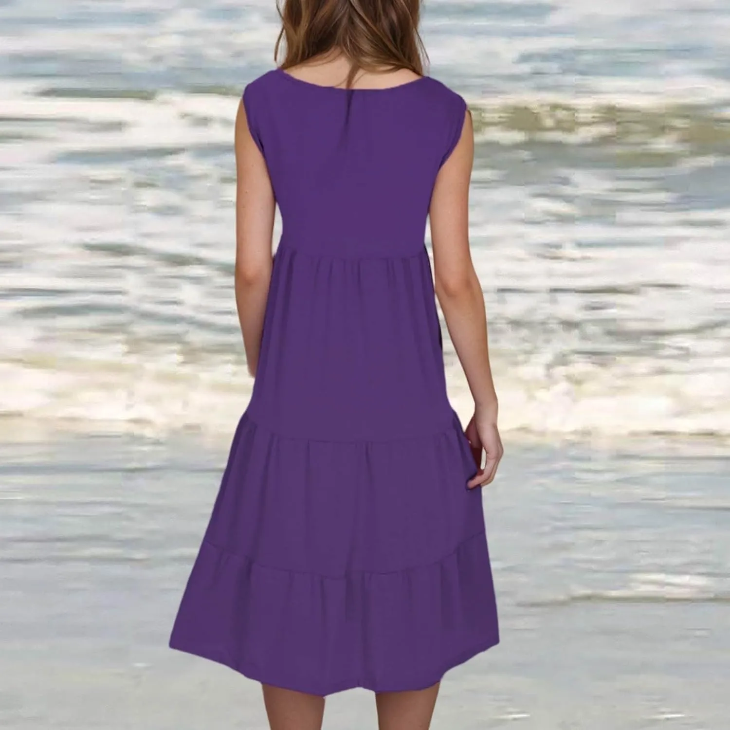 Flowery Dress for Women with Pockets Short Sleeve Dresses Flowy Beach Swing Dress 2025 Empire Waist with