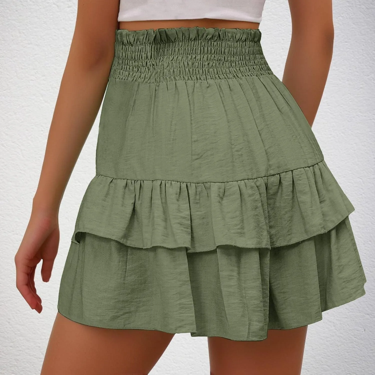 Flowy Shorts for Women Summer Casual High Waisted Ruffles Pleated Tennis Mini Skirt Tummy Control Athletic Golf Skort