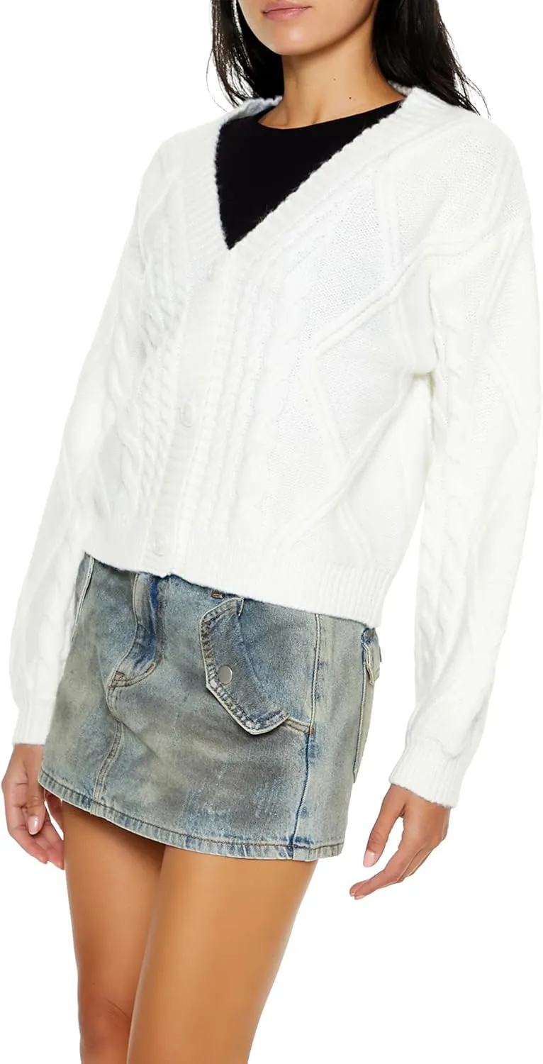 Forever 21 Women's Cable Knit Cardigan Sweater