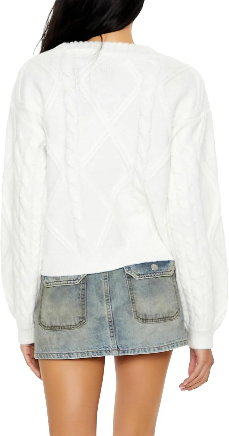 Forever 21 Women's Cable Knit Cardigan Sweater