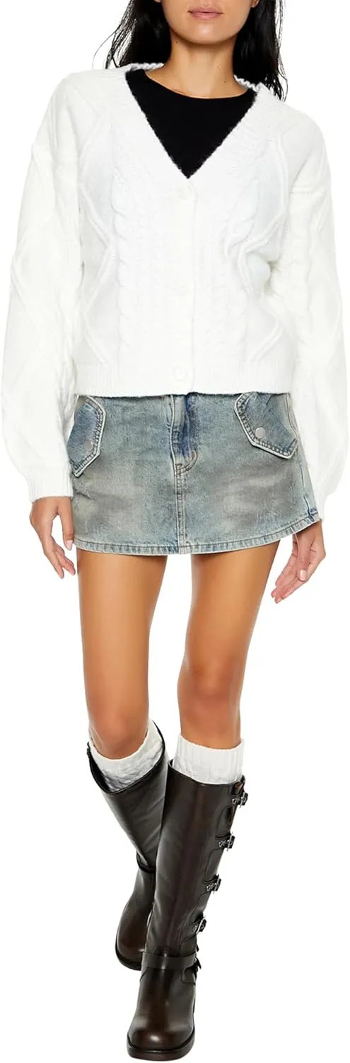Forever 21 Women's Cable Knit Cardigan Sweater