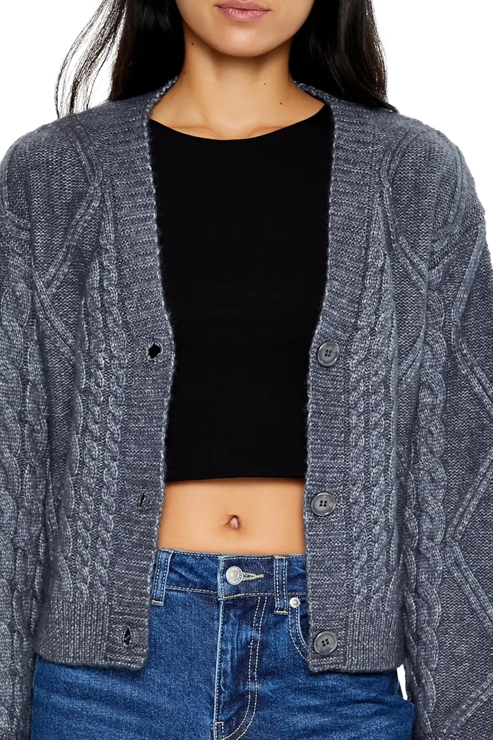 Forever 21 Women's Cable Knit Cardigan Sweater