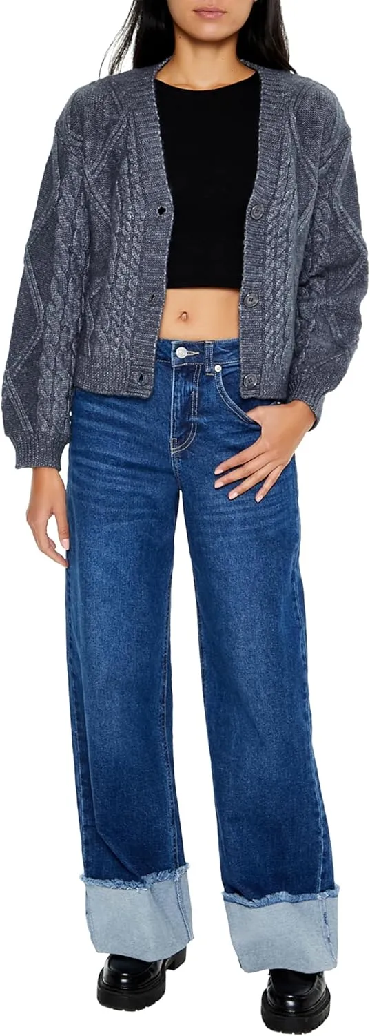Forever 21 Women's Cable Knit Cardigan Sweater