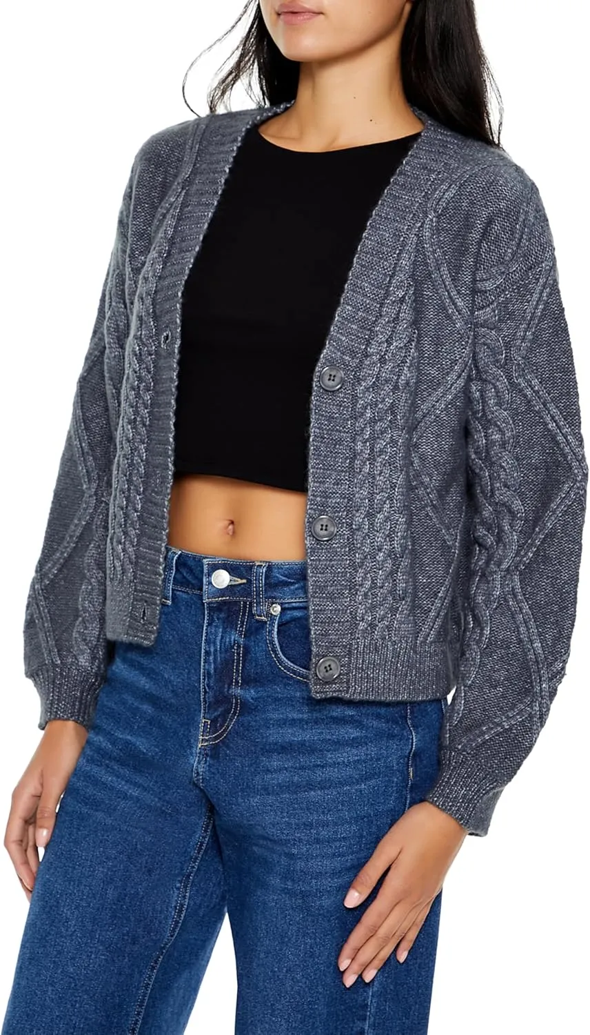 Forever 21 Women's Cable Knit Cardigan Sweater