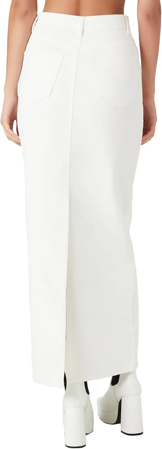 Forever 21 Women's Denim Midi Slit Skirt