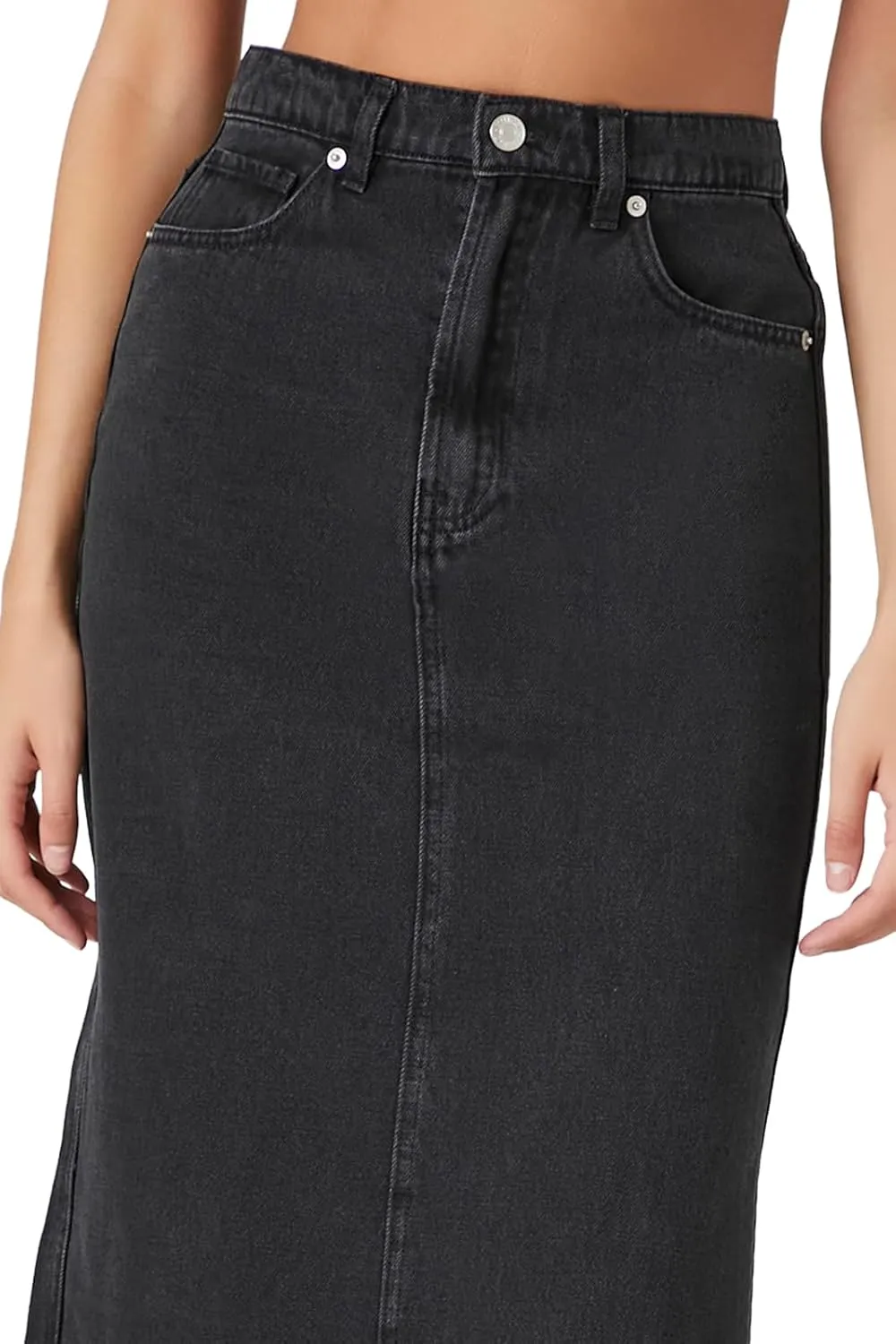 Forever 21 Women's Denim Midi Slit Skirt