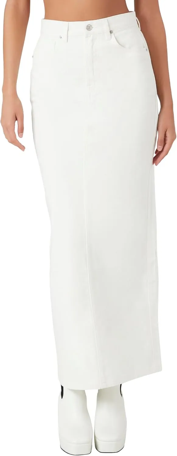 Forever 21 Women's Denim Midi Slit Skirt