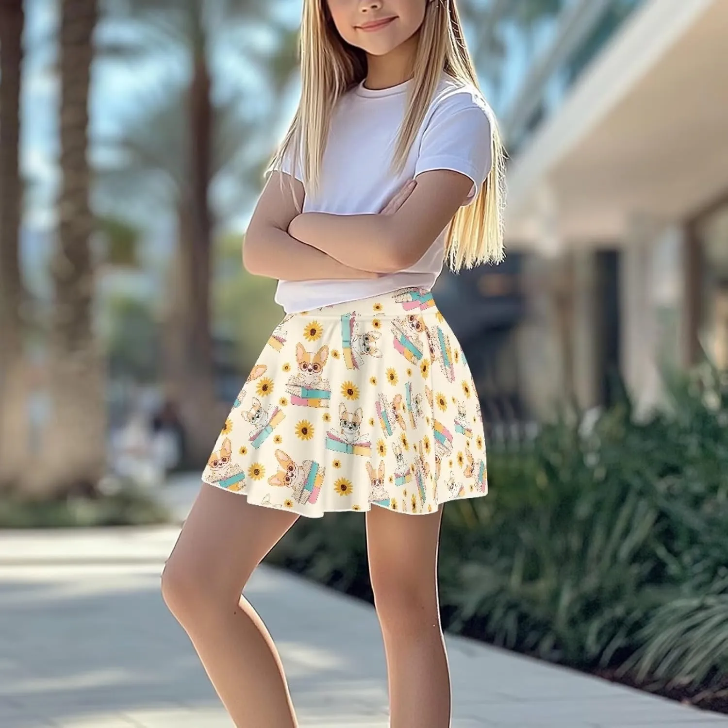 Girls' Sport Skirts Tennis Running Skorts with Built-in Shorts 5-14 Years Old Kids