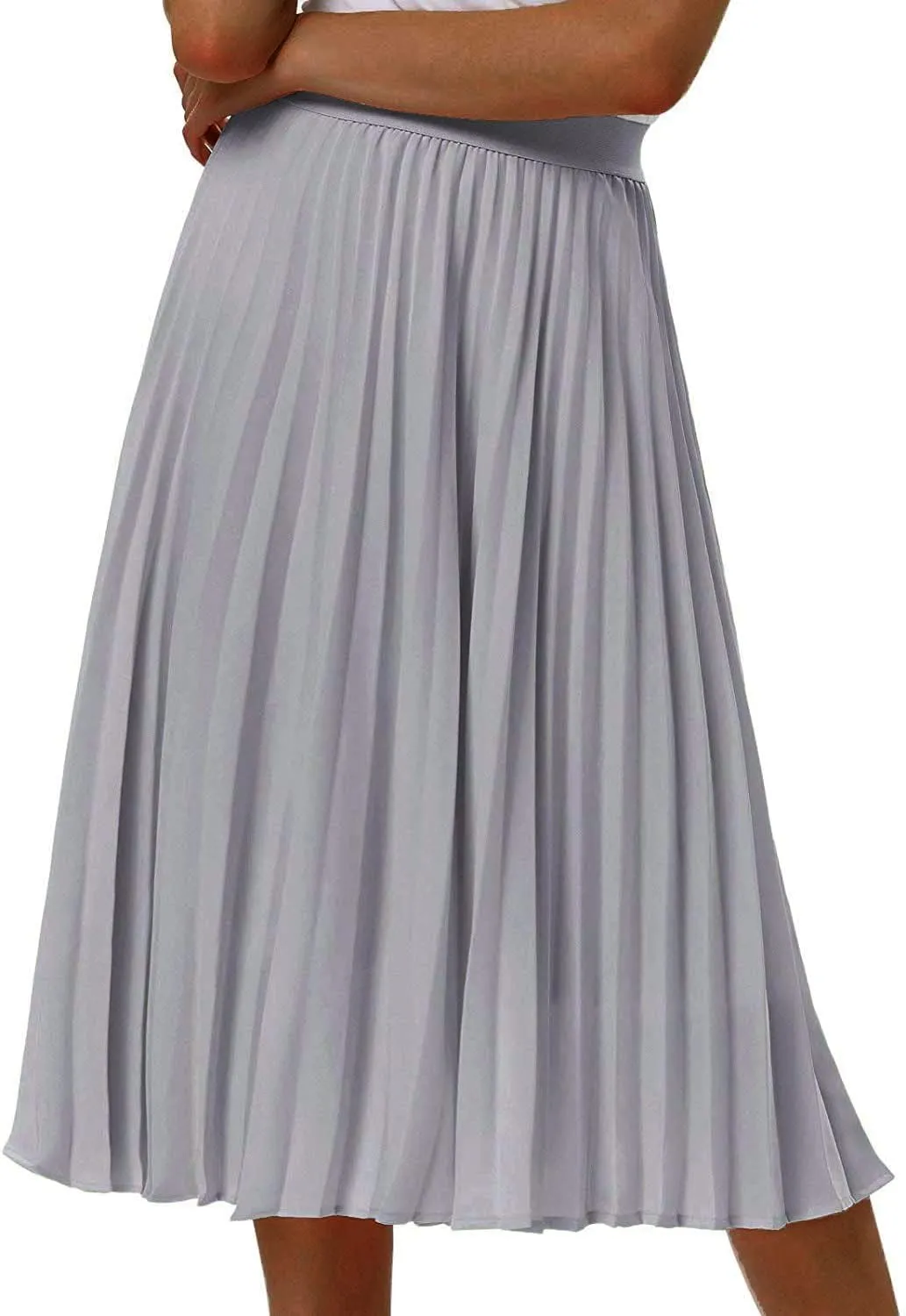 GOLDSTITCH Women's High Waist Pleated Skirt A line Swing Midi Skirt