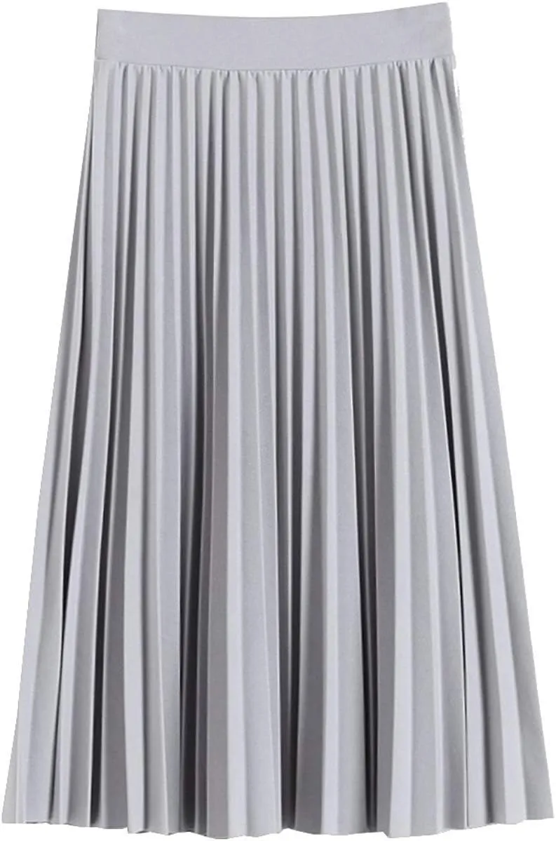 GOLDSTITCH Women's High Waist Pleated Skirt A line Swing Midi Skirt