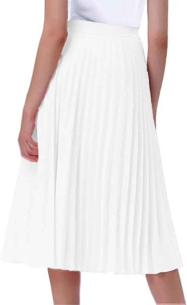 GOLDSTITCH Women's High Waist Pleated Skirt A line Swing Midi Skirt
