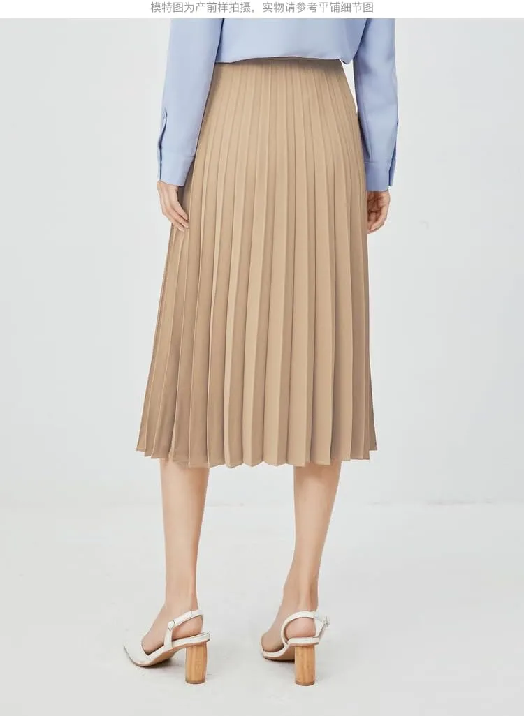 GOLDSTITCH Women's High Waist Pleated Skirt A line Swing Midi Skirt