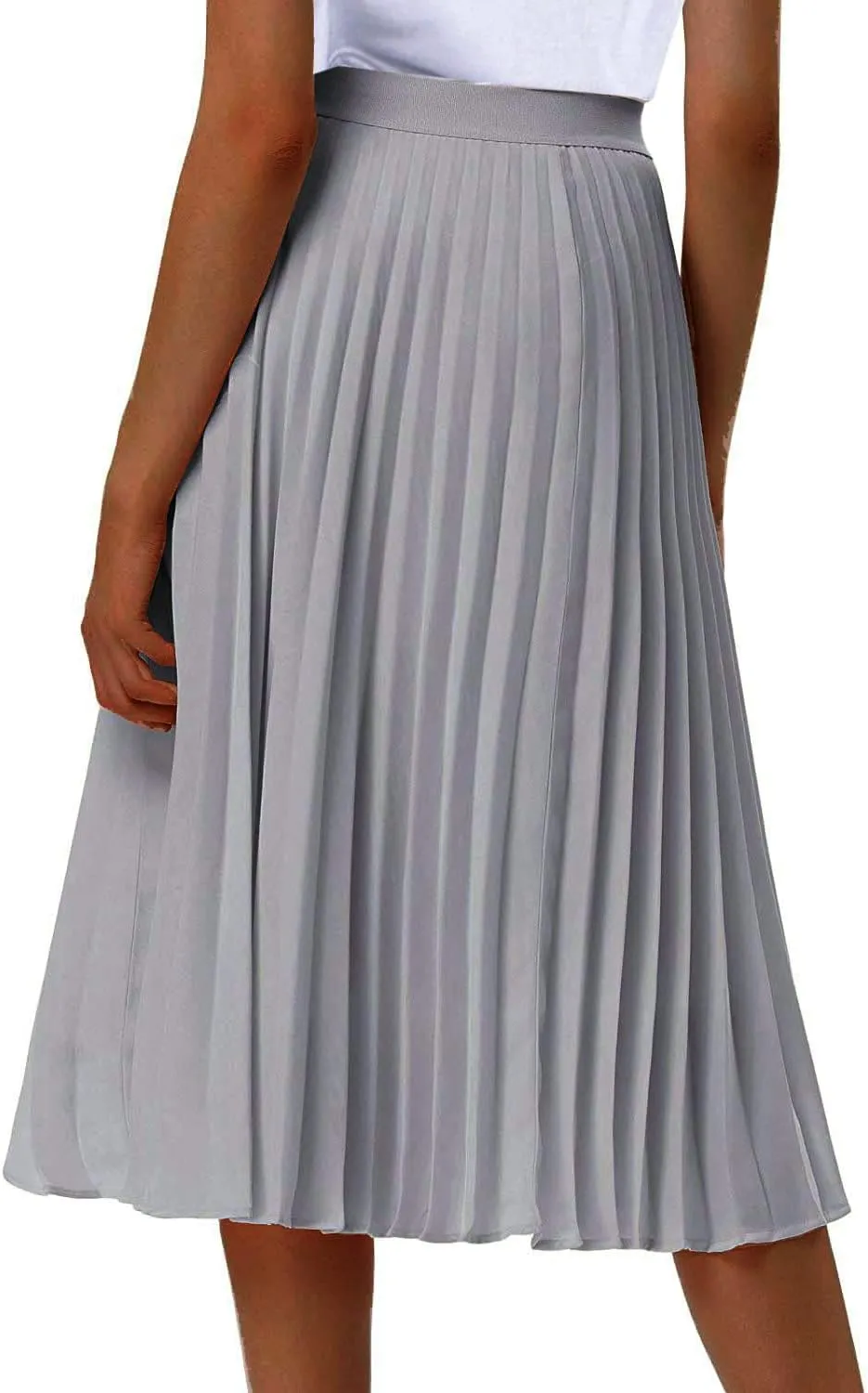 GOLDSTITCH Women's High Waist Pleated Skirt A line Swing Midi Skirt