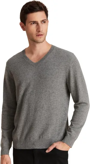 GreenMount Mens Cashmere Pullover Sweaters Casual V Neck Long Sleeve Pullover Keep 37.5 Warm Sweater for Men