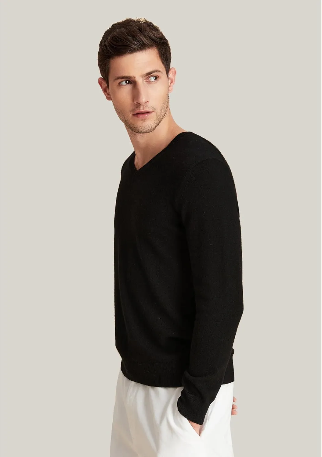 GreenMount Mens Cashmere Pullover Sweaters Casual V Neck Long Sleeve Pullover Keep 37.5 Warm Sweater for Men
