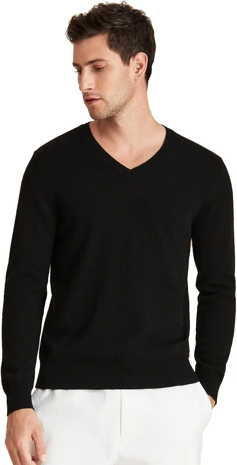 GreenMount Mens Cashmere Pullover Sweaters Casual V Neck Long Sleeve Pullover Keep 37.5 Warm Sweater for Men
