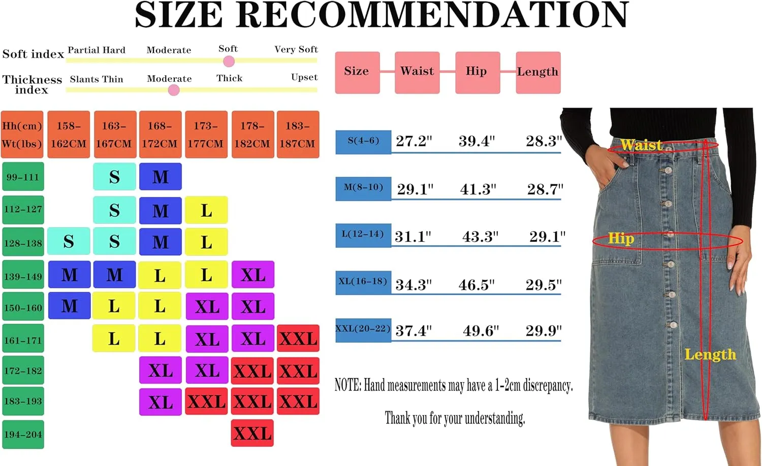 GUANYY Women's Vintage Long Denim A-Line Skirt with High Waist and Button Front