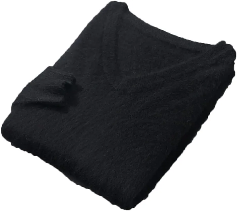 Hamthuit Men Loose Fit Long Sleeve Sweater Men's V-Neck Knitted Pullover Casual Loose Thick Warm Sweater