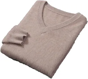 Hamthuit Men Loose Fit Long Sleeve Sweater Men's V-Neck Knitted Pullover Casual Loose Thick Warm Sweater