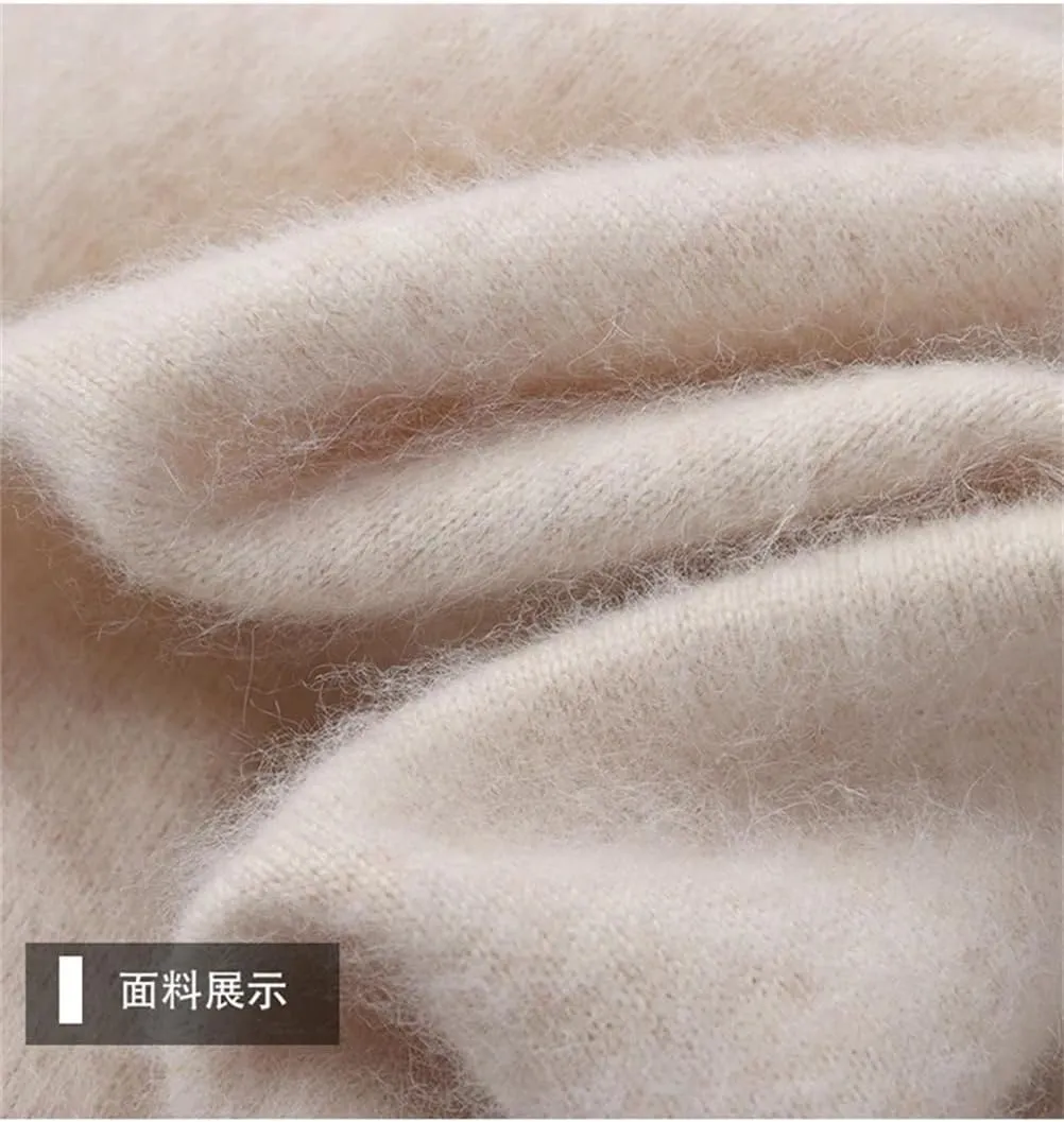 Hamthuit Men Loose Fit Long Sleeve Sweater Men's V-Neck Knitted Pullover Casual Loose Thick Warm Sweater