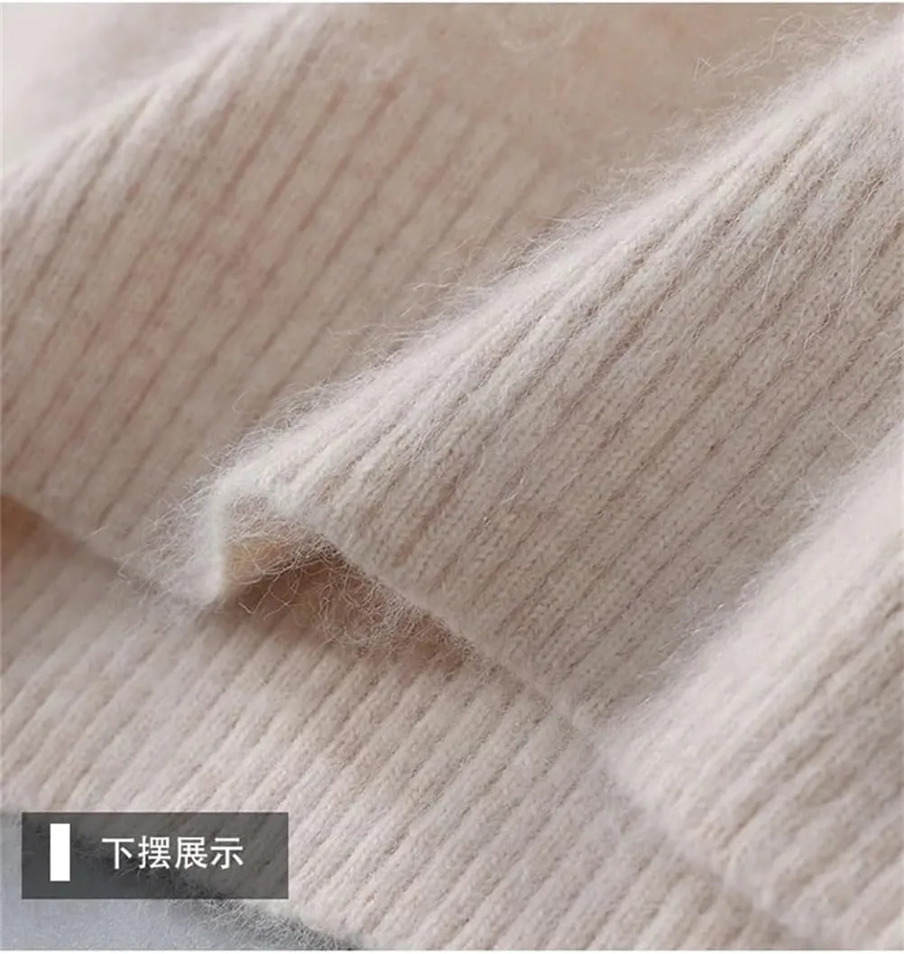 Hamthuit Men Loose Fit Long Sleeve Sweater Men's V-Neck Knitted Pullover Casual Loose Thick Warm Sweater