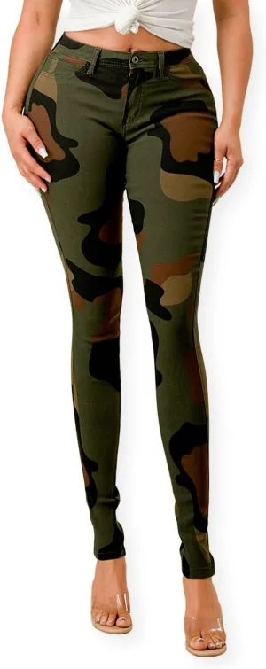 High Waisted-Rise Colored Stretch Skinny Destroyed Ripped Distressed Jeans for Women Olive Mustard RED
