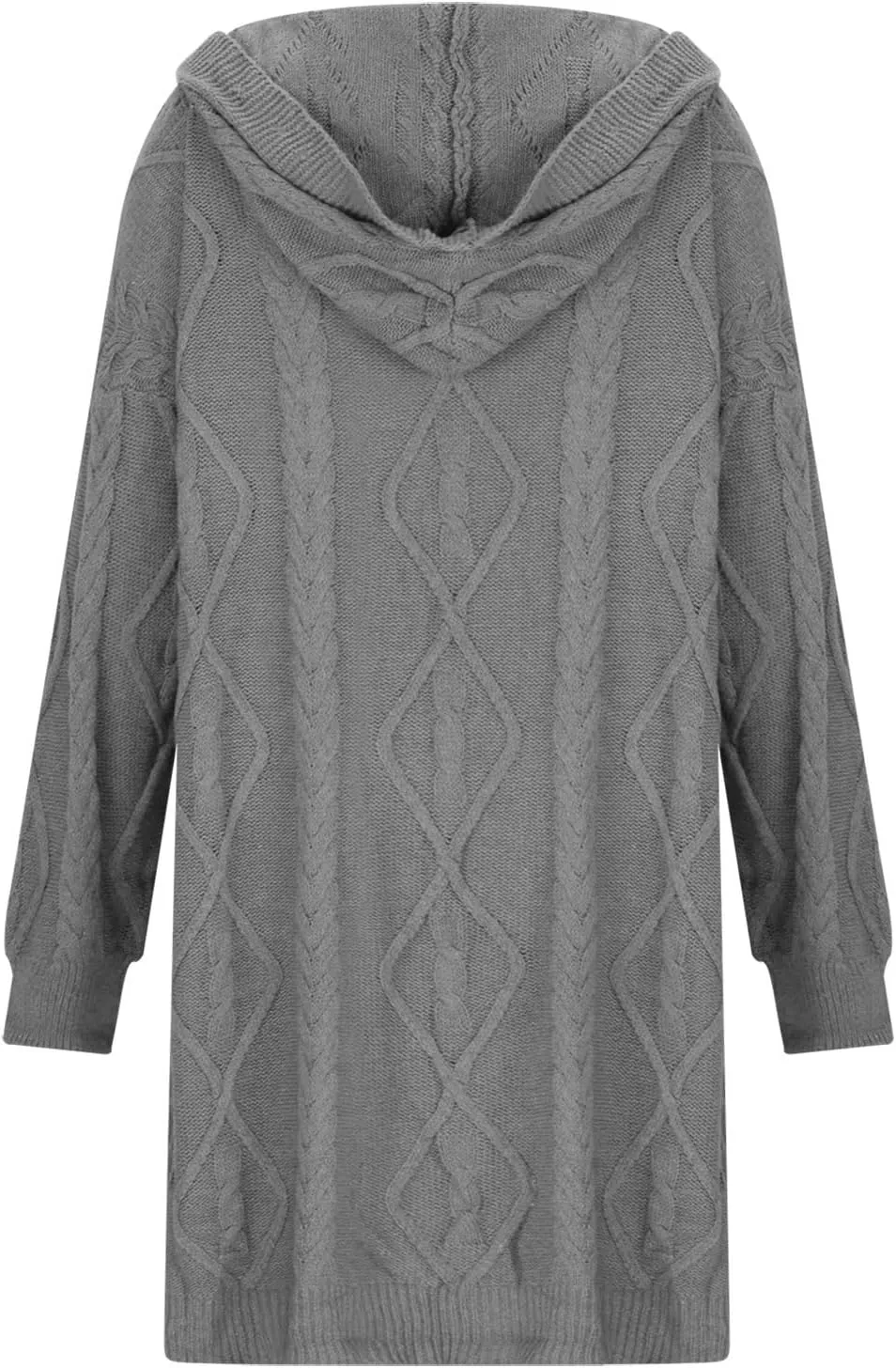 Hooded Cardigan Sweater for Women Fall Winter Cable Knit Sweater Coat Button Down Chunky Long Coats with Pocket