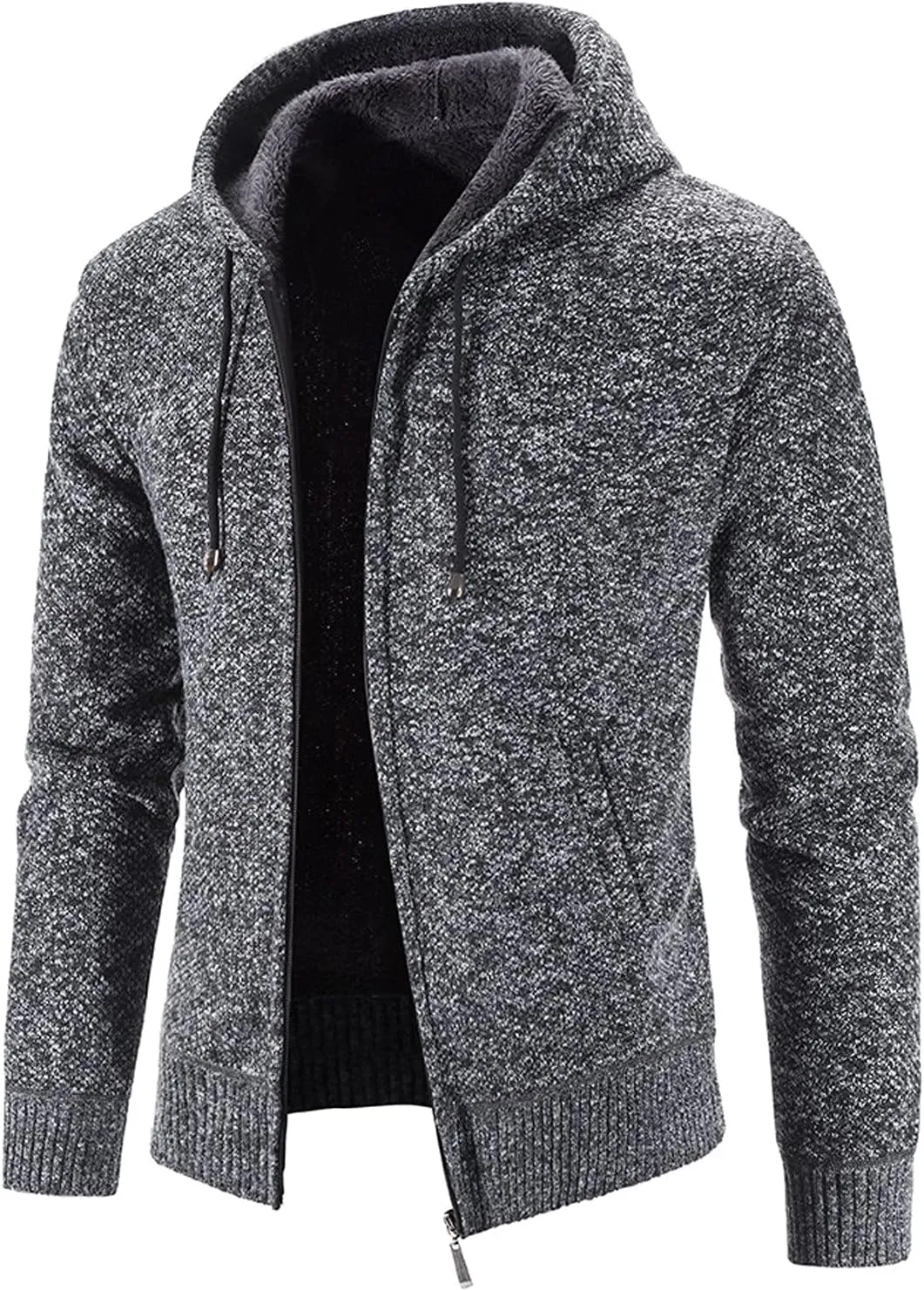 Hoodie Sweater Cardigan for Men Full Zip Long Sleeve Knit Jacket Warm Cardigan Knitwear Cable Knit Hoodies Jacket Knitwear