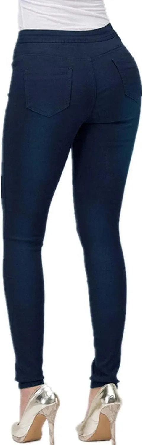 Jean Leggings for Women High Waisted Skinny Stretch Tummy Control Jeggings Casual Butt Lifting Slim Fit Pull on Pants