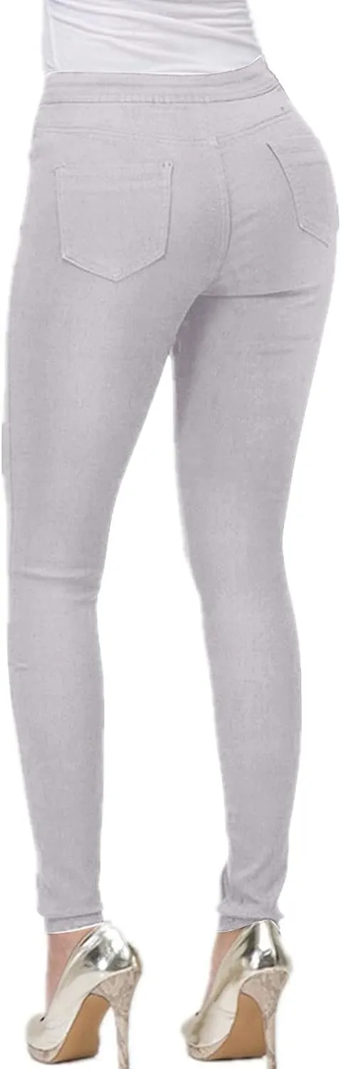Jean Leggings for Women High Waisted Skinny Stretch Tummy Control Jeggings Casual Butt Lifting Slim Fit Pull on Pants