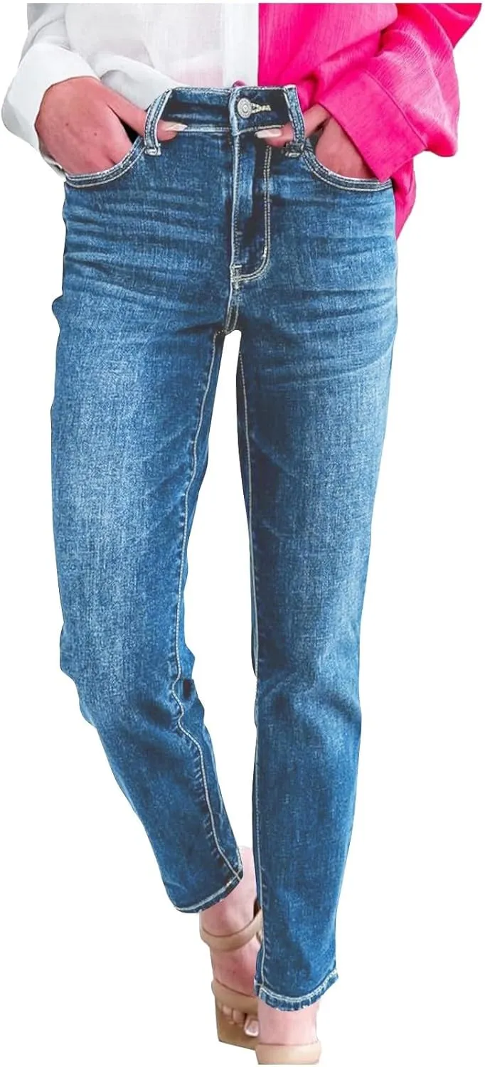 Jeans for Owmne Slim Fit High Waisted Stretch Straight Leg Pant Casual Fashion Comfy Versatile Outdoor Denim Trousers