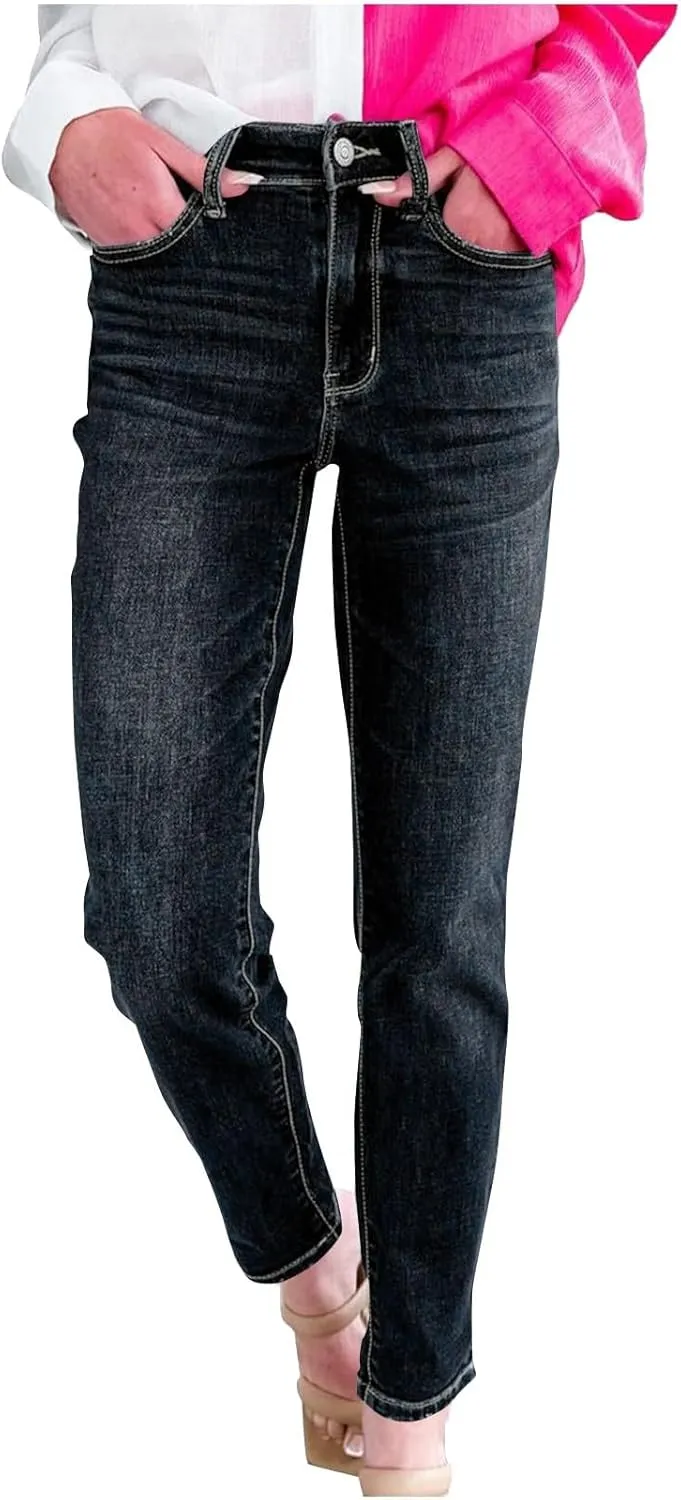 Jeans for Owmne Slim Fit High Waisted Stretch Straight Leg Pant Casual Fashion Comfy Versatile Outdoor Denim Trousers