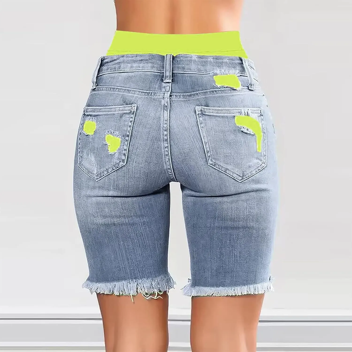 Jeans for Women Trendy Women Fashion Street Contrasting Stitching Two Piece Jeans Shorts Womens Pants with Pockets