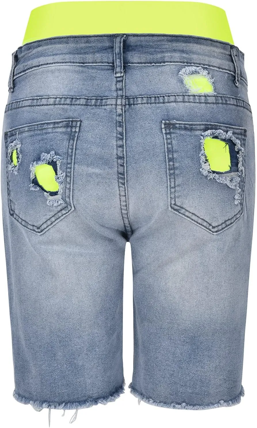 Jeans for Women Trendy Women Fashion Street Contrasting Stitching Two Piece Jeans Shorts Womens Pants with Pockets
