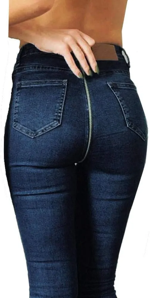 Jeans Zipper Trousers Waist Stretch High Skinny Back Women Pencil Denim Pants Jean Bodysuits for Women Sexy