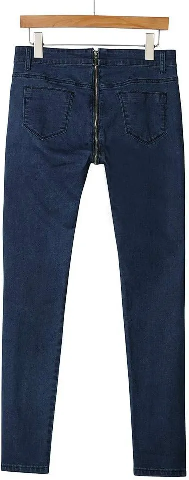 Jeans Zipper Trousers Waist Stretch High Skinny Back Women Pencil Denim Pants Jean Bodysuits for Women Sexy