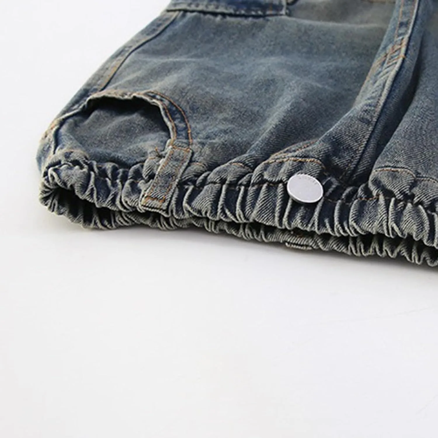 Kids Girls Wide Leg Baggy Jeans Teens Distressed Washed High Waisted Elastic Vintage Floor Length Jeans with Pockets