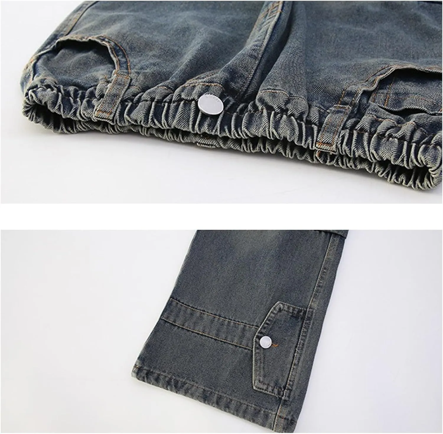 Kids Girls Wide Leg Baggy Jeans Teens Distressed Washed High Waisted Elastic Vintage Floor Length Jeans with Pockets