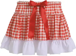 KMBANGI Adult Womens Gingham Short Skirt Pleated Ruffle A Line Plaid Mini Skirt Halloween Cosplay Costume Sissy Skirts