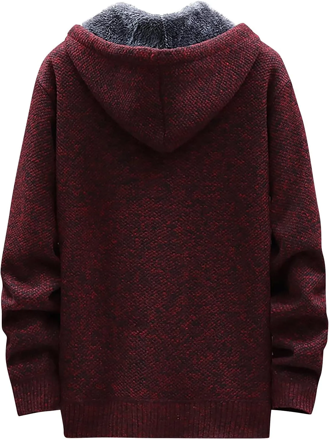 Knit Hoodies For Men Cardigan Sweaters Full Zip Hooded Sweatshirts Fleece Lined Sweater Jackets With Pockets