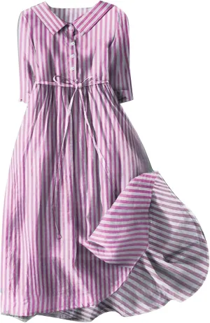 Korean Dress for Women Fashion Lace-Up Waist-Defined Henley Shirt Dress Summer Half Sleeve Trendy A-Line Dresses