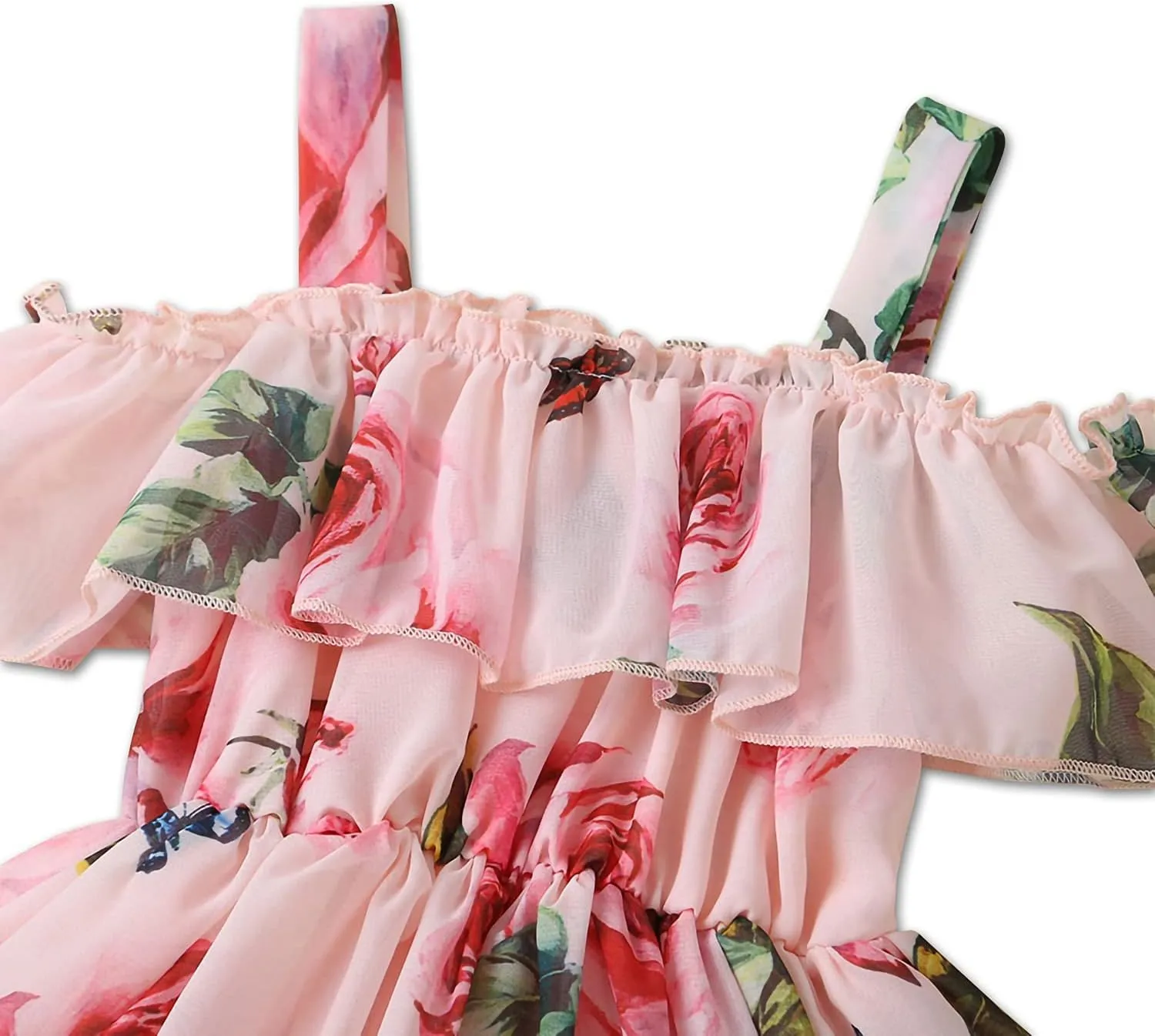 KuKitty Summer Toddler Baby Girls Floral Dress Chiffon Princess Tutu Dresses Suspender Sundress