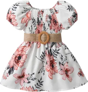 KuKitty Summer Toddler Baby Girls Floral Dress Chiffon Princess Tutu Dresses Suspender Sundress