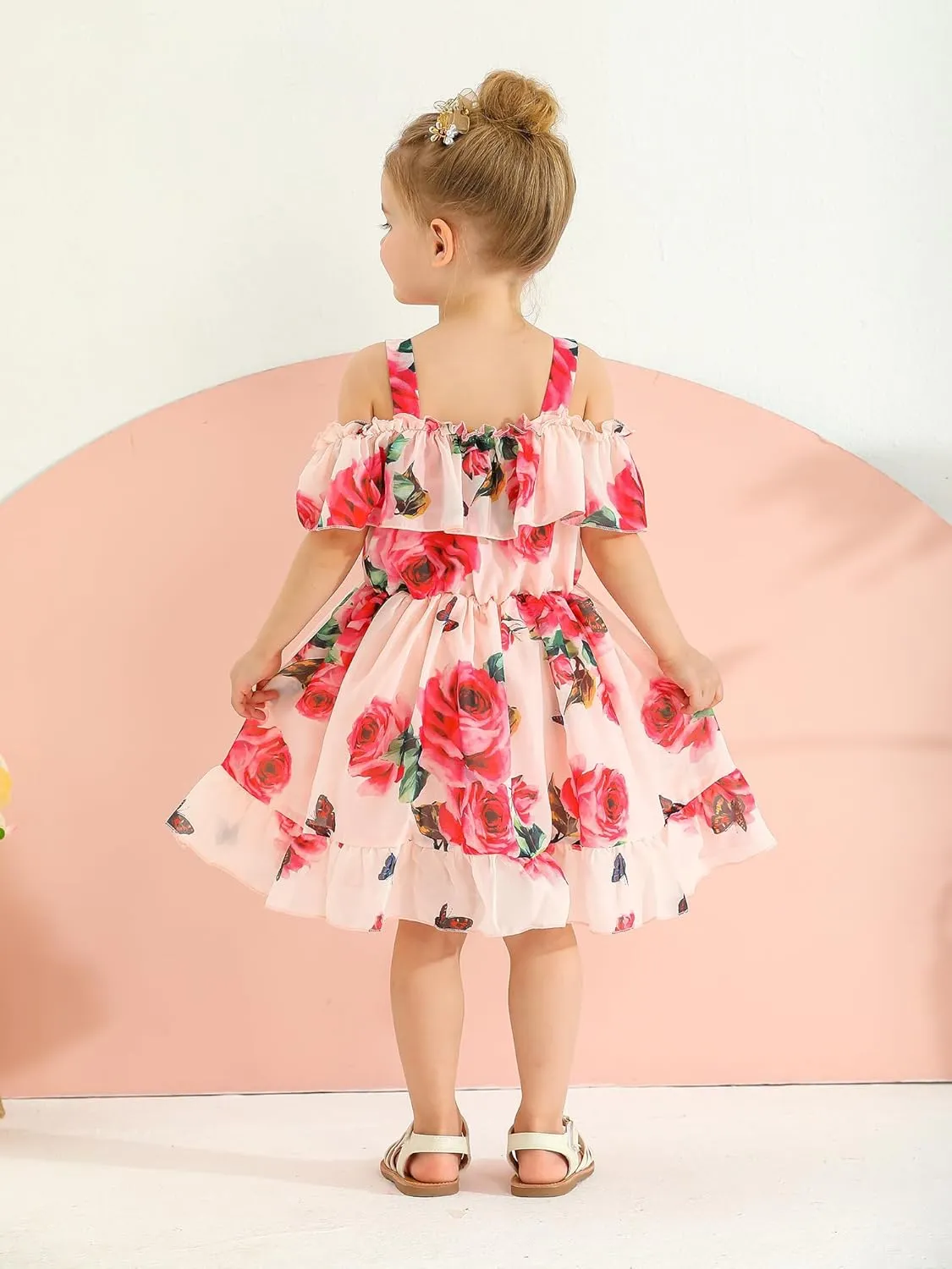 KuKitty Summer Toddler Baby Girls Floral Dress Chiffon Princess Tutu Dresses Suspender Sundress